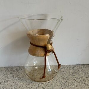 Vintage Chemex pour over coffee maker with wood collar.No chips or cracks.9”